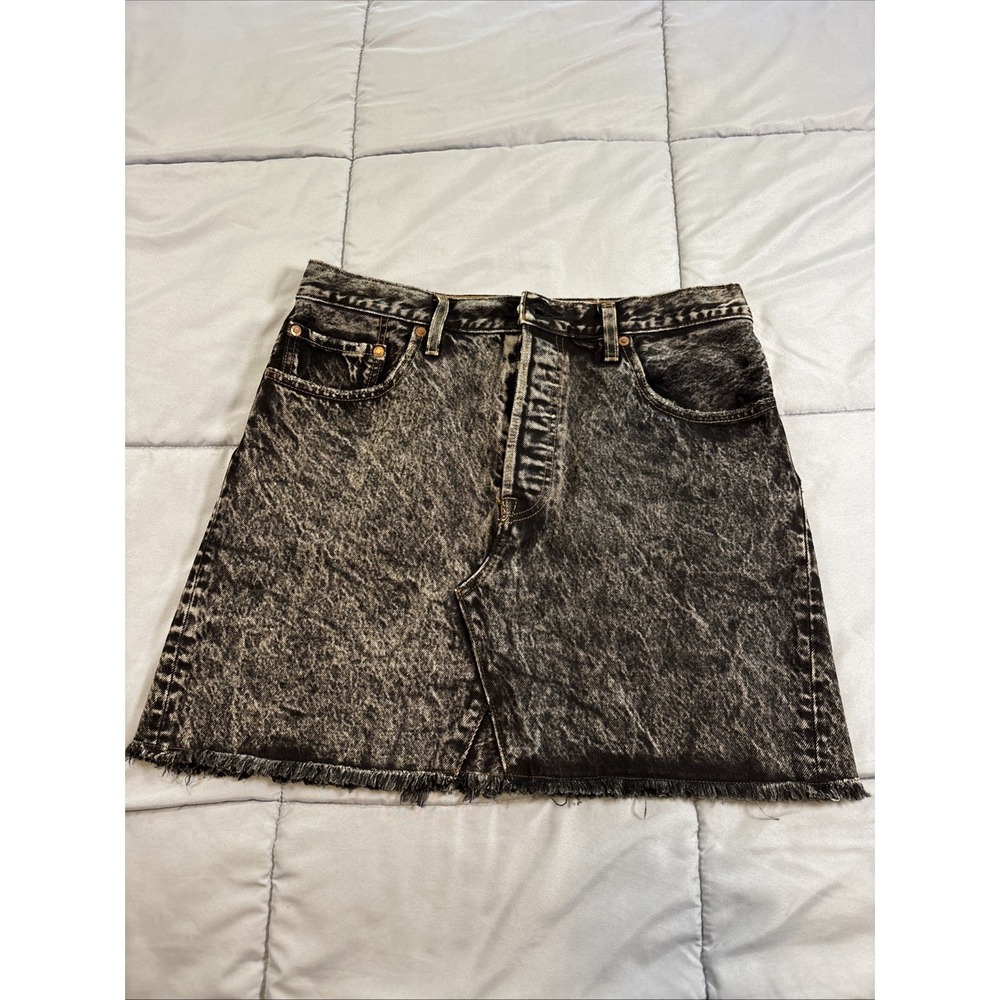 Rare Re_Nuuly x Tricia Fix Reworked Levis 501 Skirt Upcycled Acid Wash Jeans